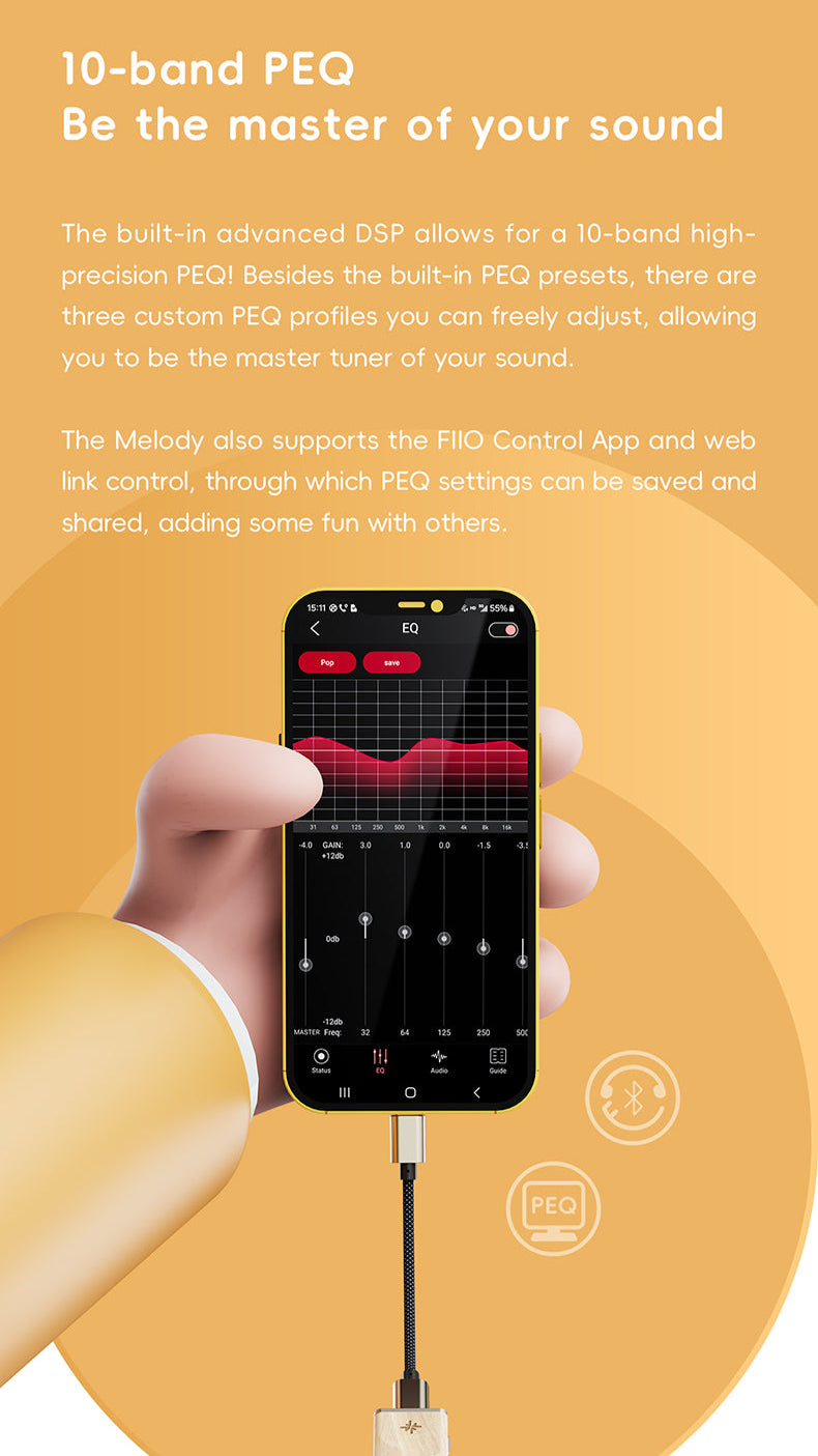 FiiO Snowsky Melody - 10-Band PEQ Portable DAC and Amplifier, CS43131 with 4.4mm and 3.5mm output