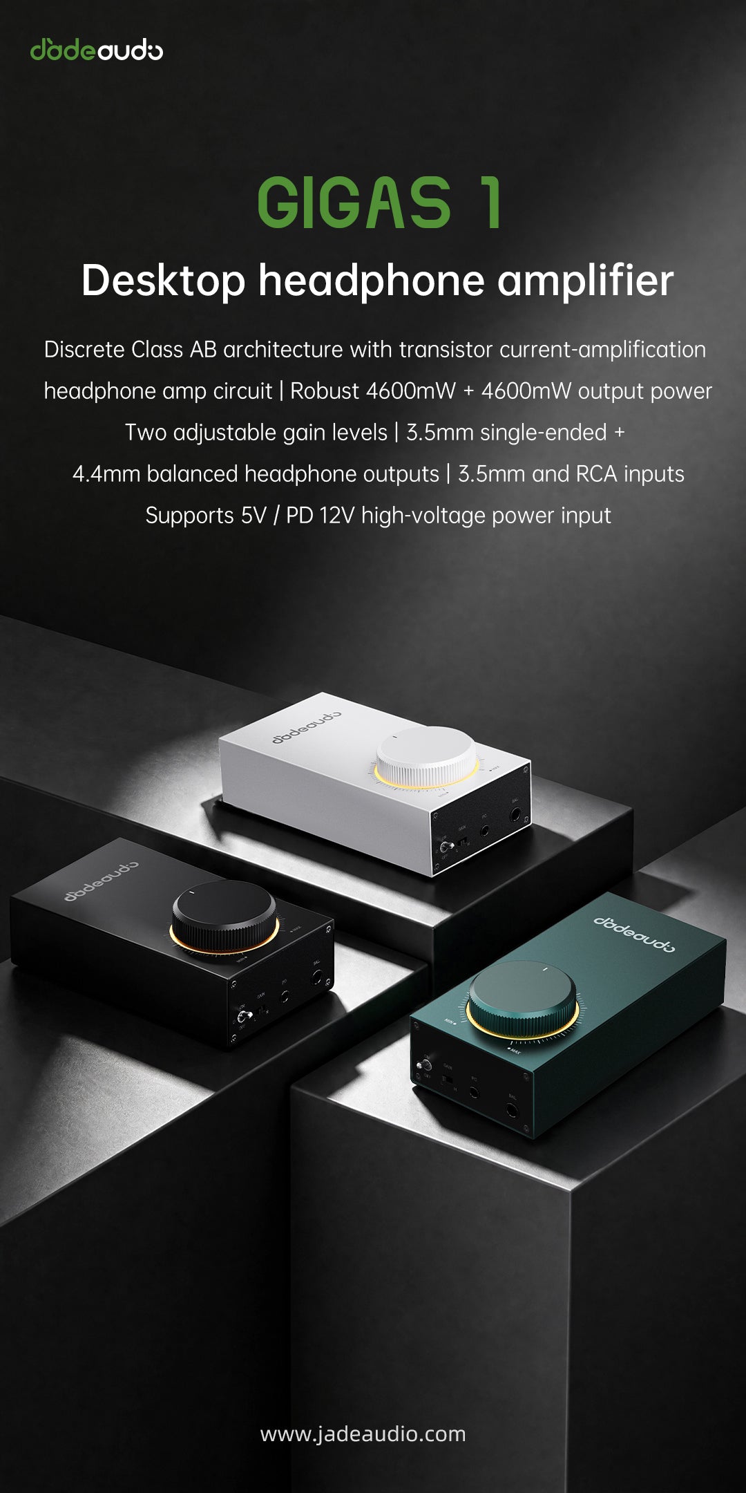 Fiio Jadeaudio Gigas 1 | Class AB Desktop Headphone Amplifier | 4600mW per channel