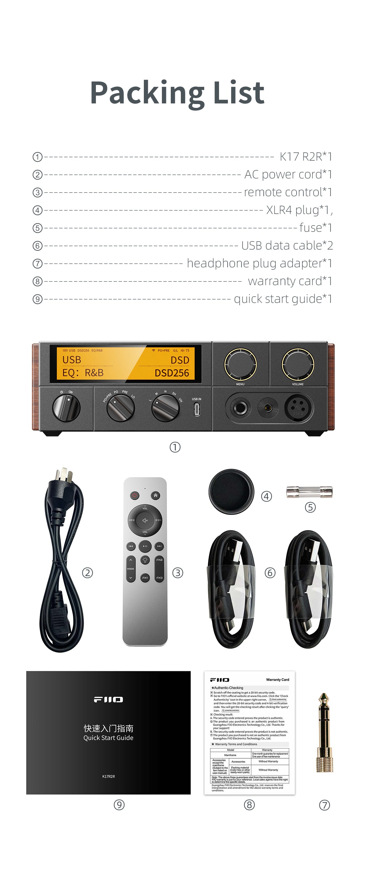 Fiio K17 R2R Premium All-in-One DAC Headphone Amplifier and Streamer