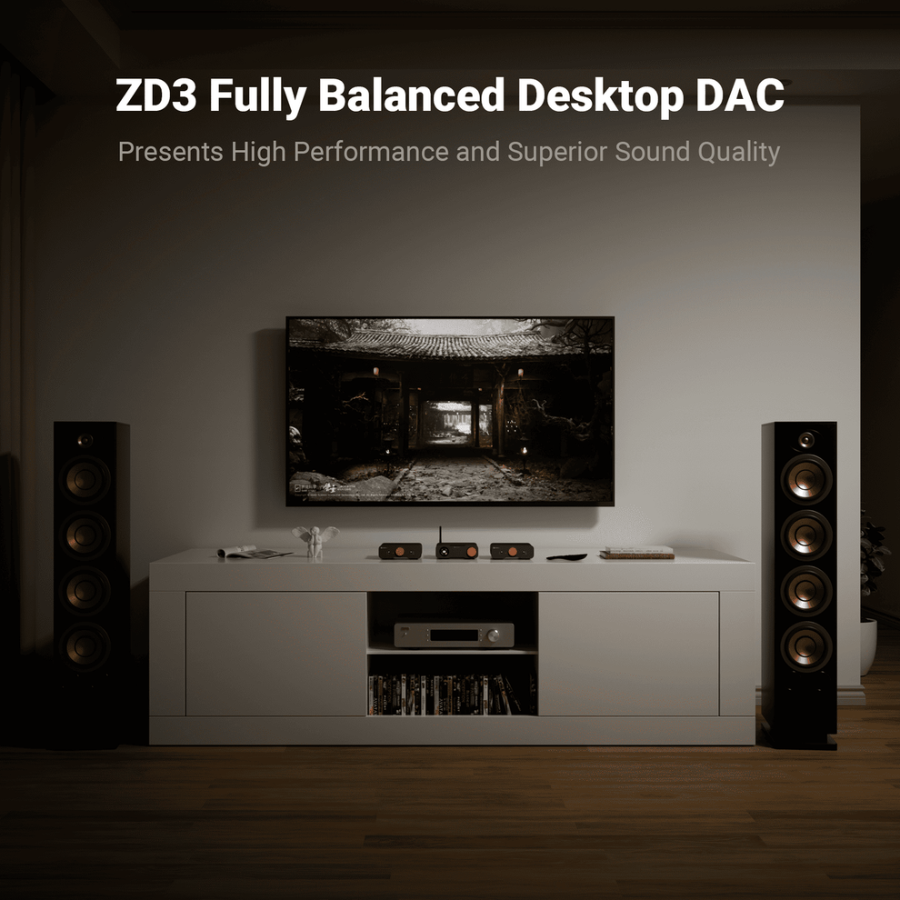 FOSI AUDIO ZD3 Bluetooth Desktop DAC Preamp ARC Input, ES9039Q2M Fully Balanced DAC with Remote