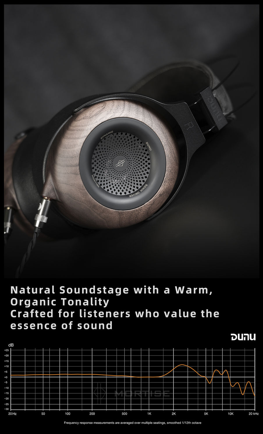 DUNU Mortise | Natural Wooden Open-Back Dynamic Headphones | Carbon Fiber Diaphragm Driver