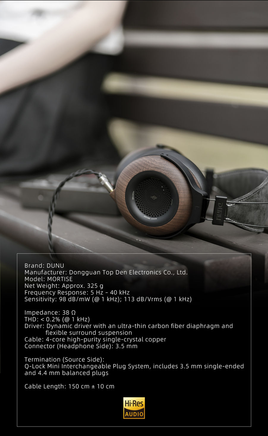 DUNU Mortise | Natural Wooden Open-Back Dynamic Headphones | Carbon Fiber Diaphragm Driver