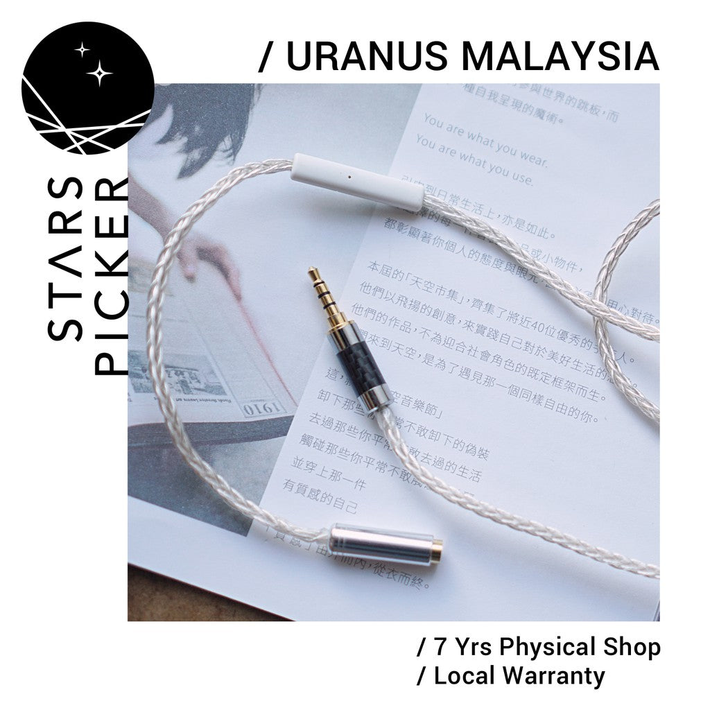Uranus HP-807 SPOFC Teflon Braided (3.5mm / 3.5mm Female / M50X) Headphone Replacement Upgrade Cable