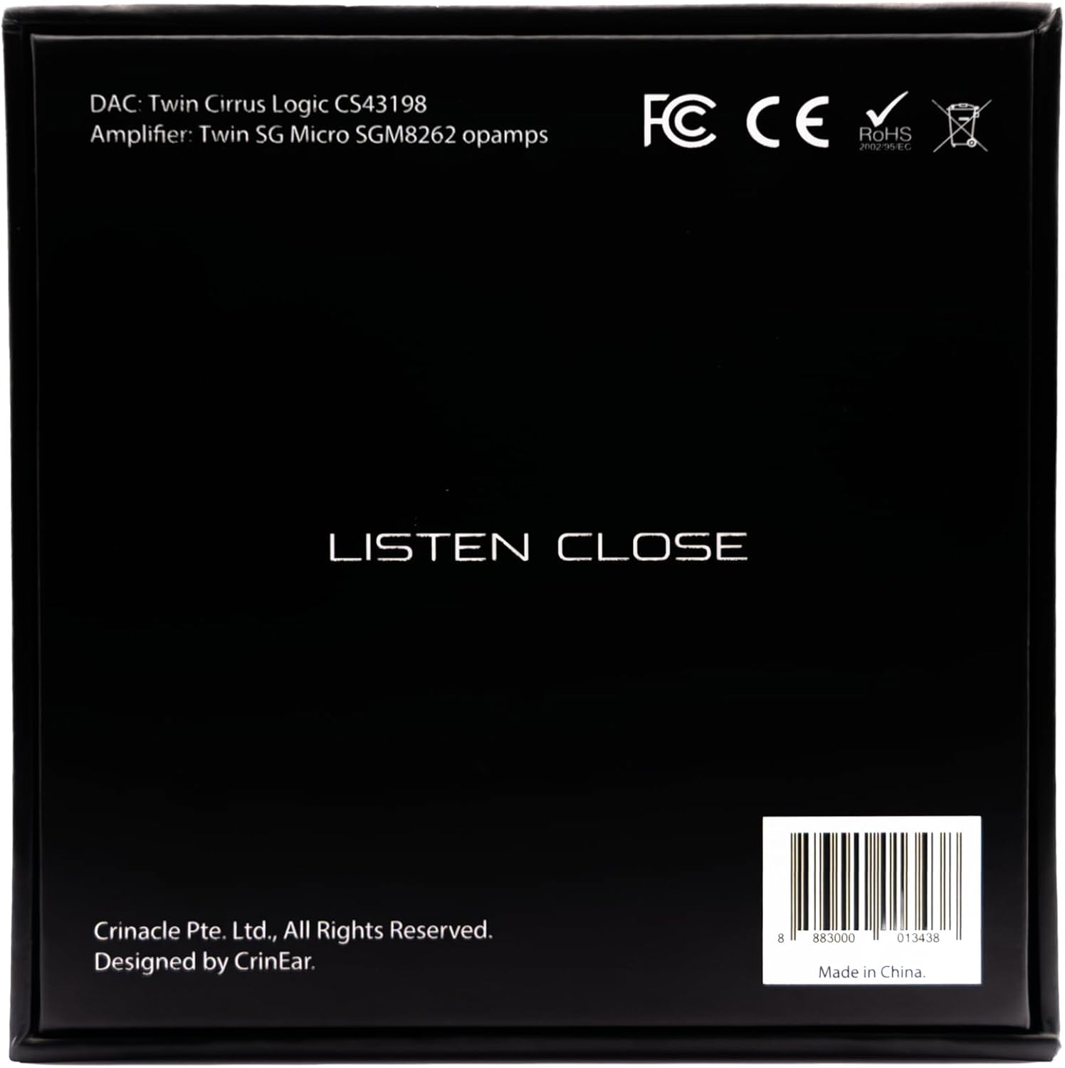 CrinEar Protocol Max | Portable DAC-Amplifier with 10-Band PEQ, Dual Cirrus Logic CS43198 + Dual SG Micro SGM8262-2 | 600mW High Power Amplification