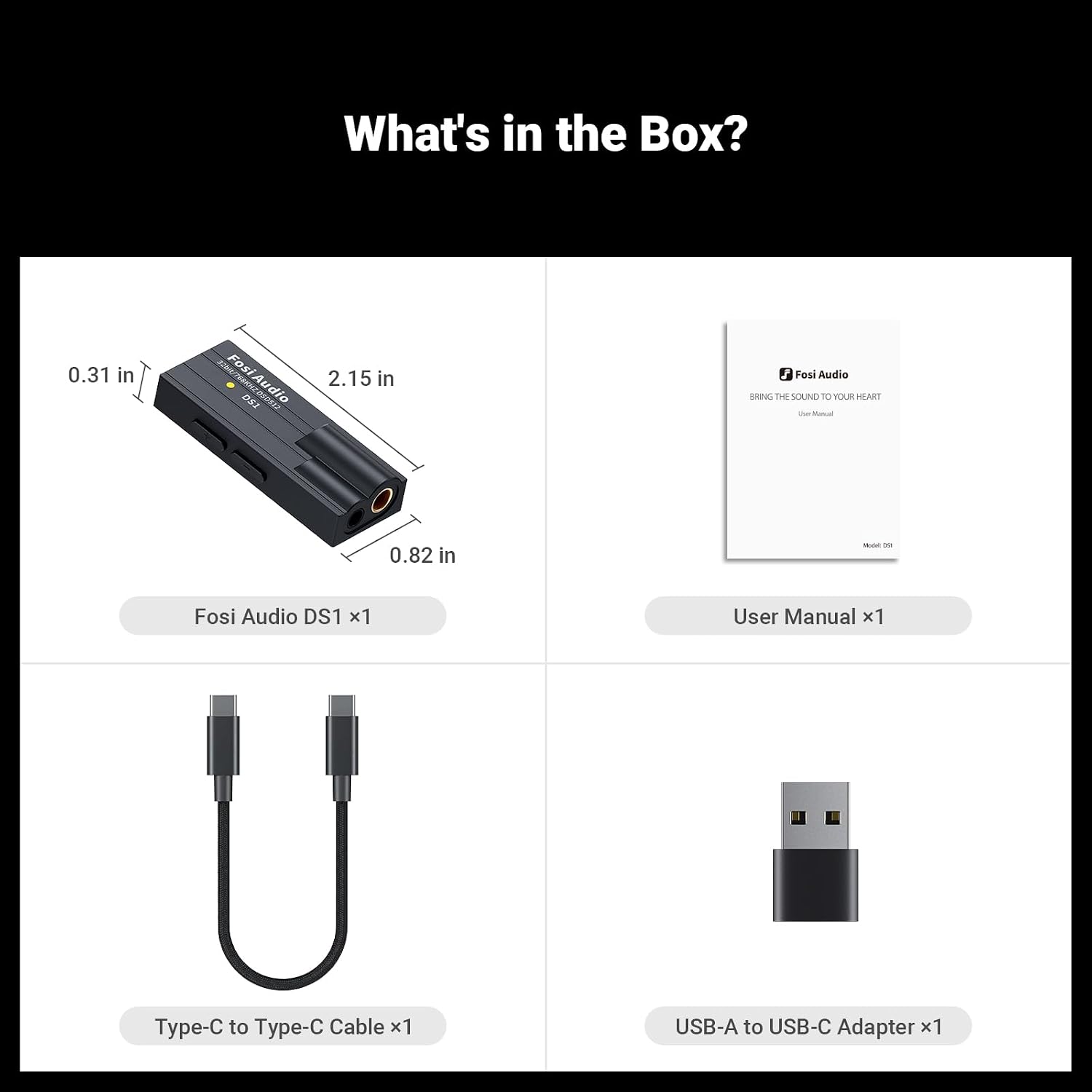 Fosi Audio DS1 ES9038Q2M Portable USB DAC and Headphone Amplifier