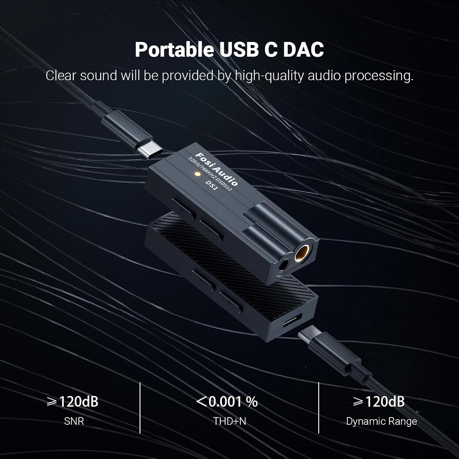 Fosi Audio DS1 ES9038Q2M Portable USB DAC and Headphone Amplifier