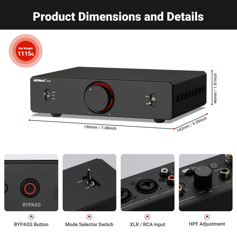 AIYIMA A20 Balanced Stereo Hi-Fi Speaker power amplifier passive speakers UK plug