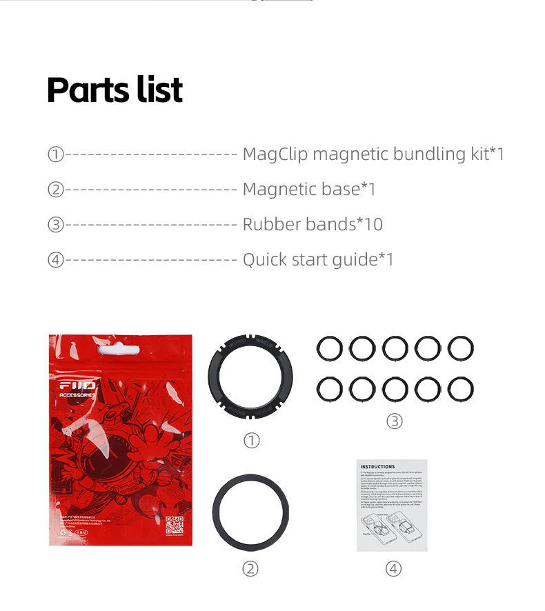 FiiO MagClip - Magnetic Bundling Kit for USB Dongle DAC Fiio KA17, KA13, UA4, Dawn Pro