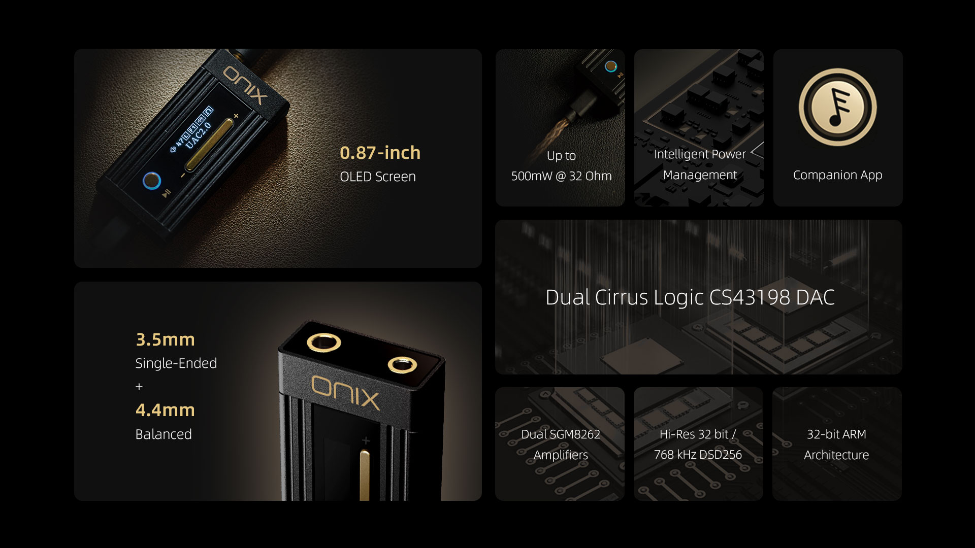 Onix Alpha XI1 Portable DAC and Amplifier with Cirrus Logic Flagship CS43198 DAC