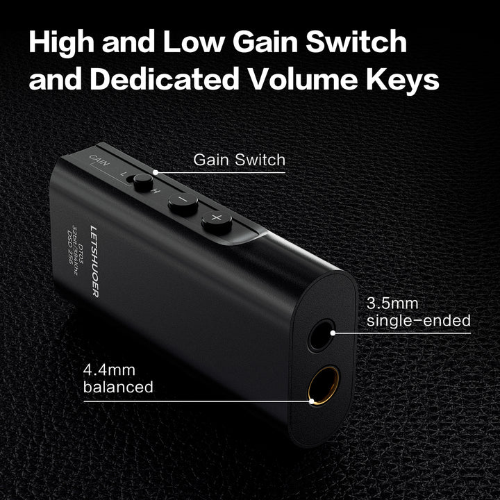 Letshuoer DT03 Dongle Dac Amp Portable Dac ES9219C with Dual Headphone Output 3.5mm and 4.4mm