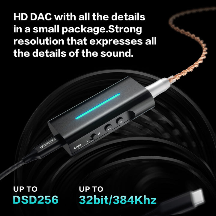 Letshuoer DT03 Dongle Dac Amp Portable Dac ES9219C with Dual Headphone Output 3.5mm and 4.4mm