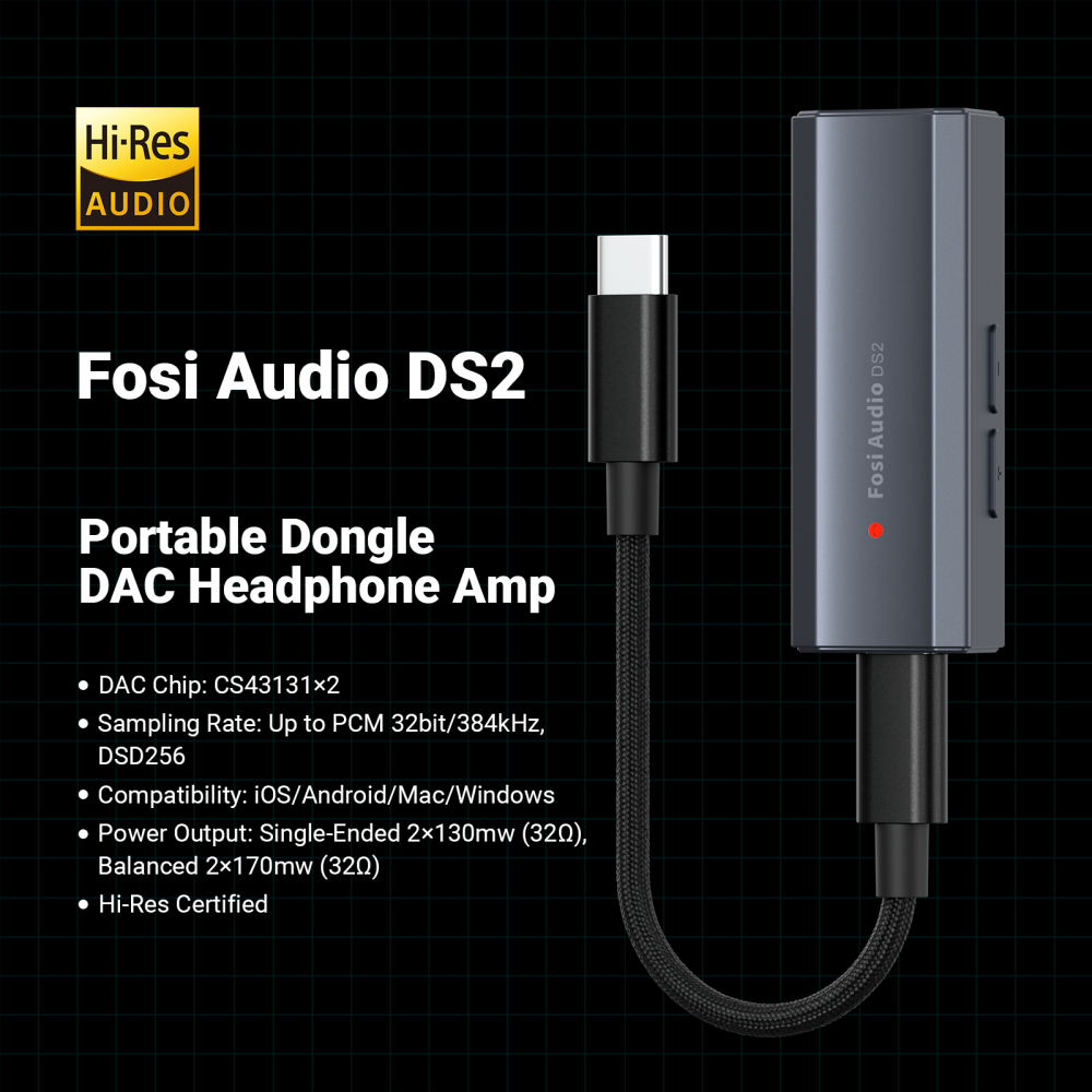 Fosi Audio DS2 Dual CS43131 Portable USB DAC and Headphone Amplifier