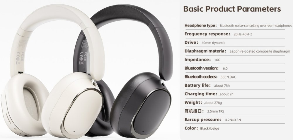 FiiO EH13 Bluetooth Noise Cancelling Over-Ear Headphones with LDAC & EQ Customization