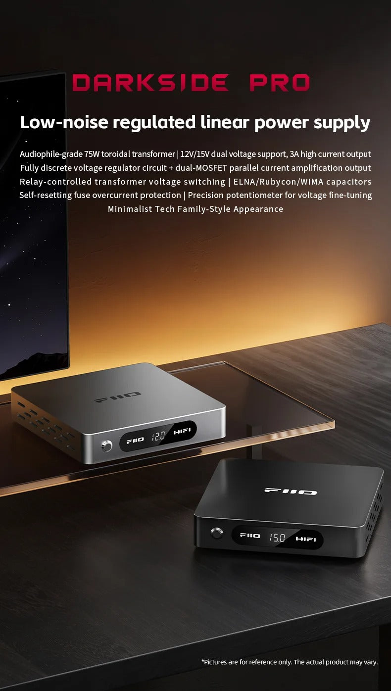 FiiO DARKSIDE PRO Low-Noise Regulated Linear Power Supply | 75W Power & Dual High Current MOSFET