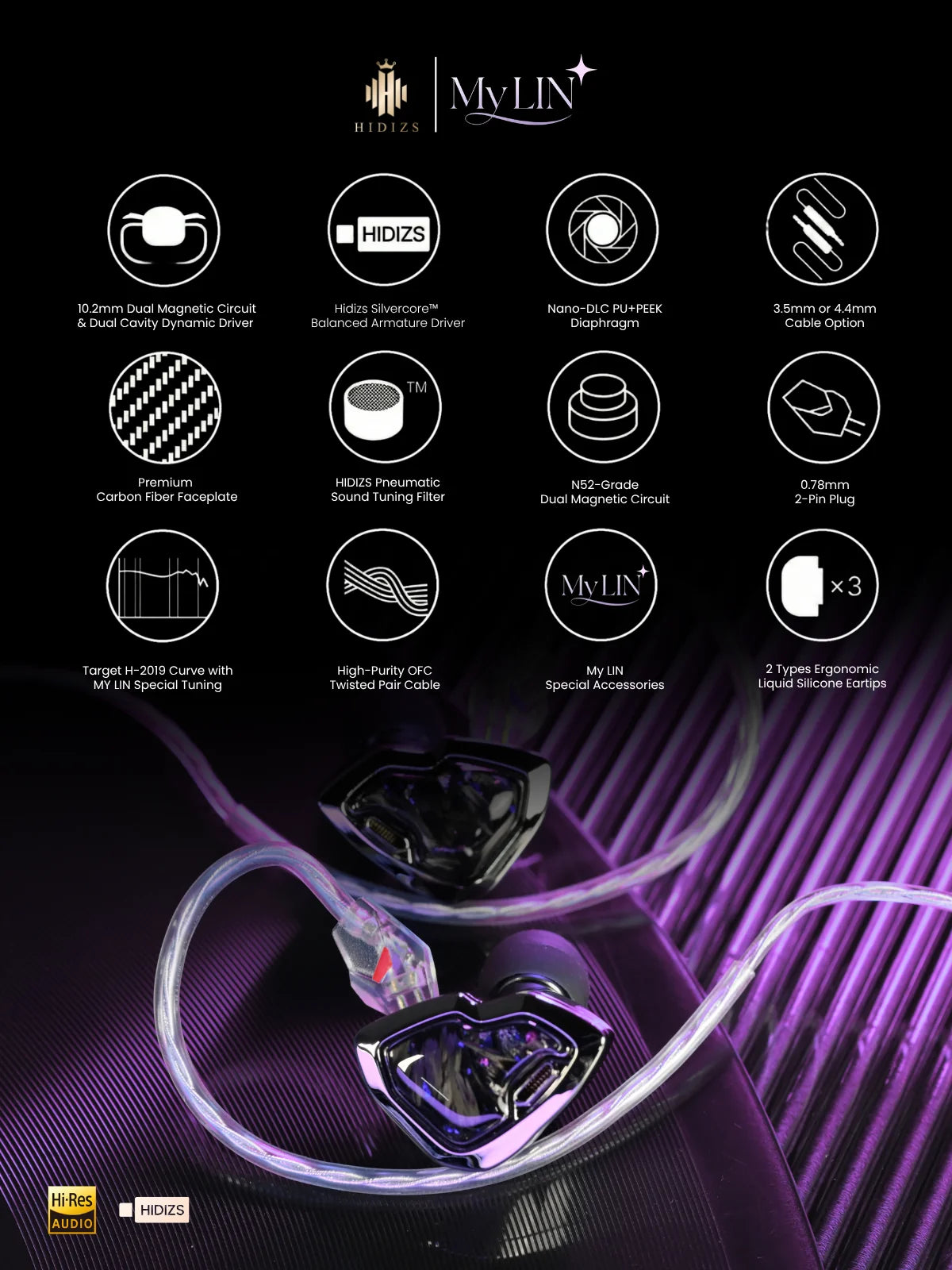HIDIZS MY LIN Hybrid Hi-Fi In-Ear Monitor audiophile iem earphone