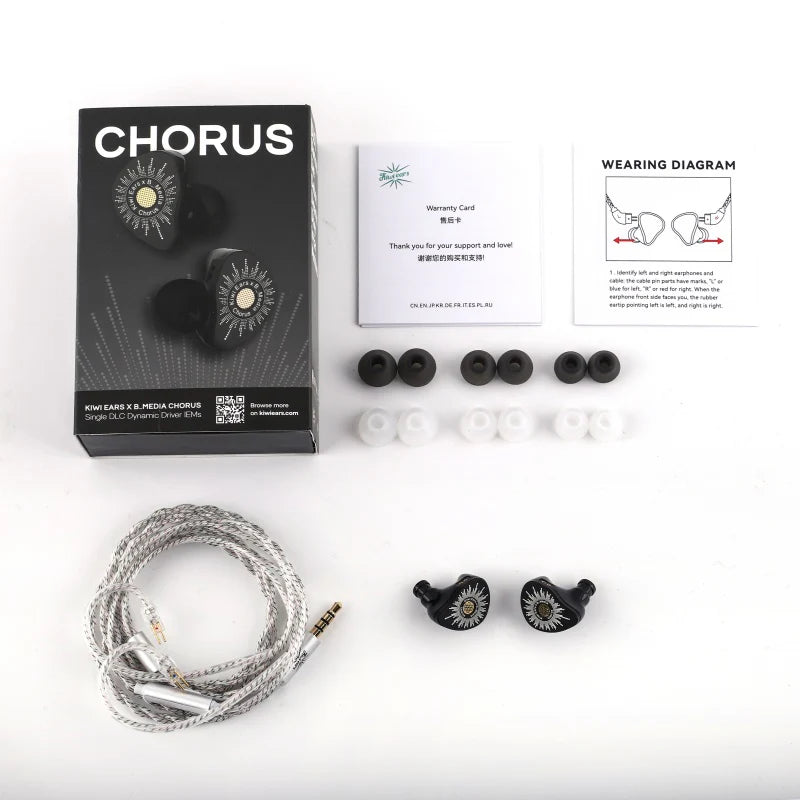 Kiwi Ears x B_Media: Chorus Single DLC dynamic-driver IEM earphone 3.5mm type-c mic