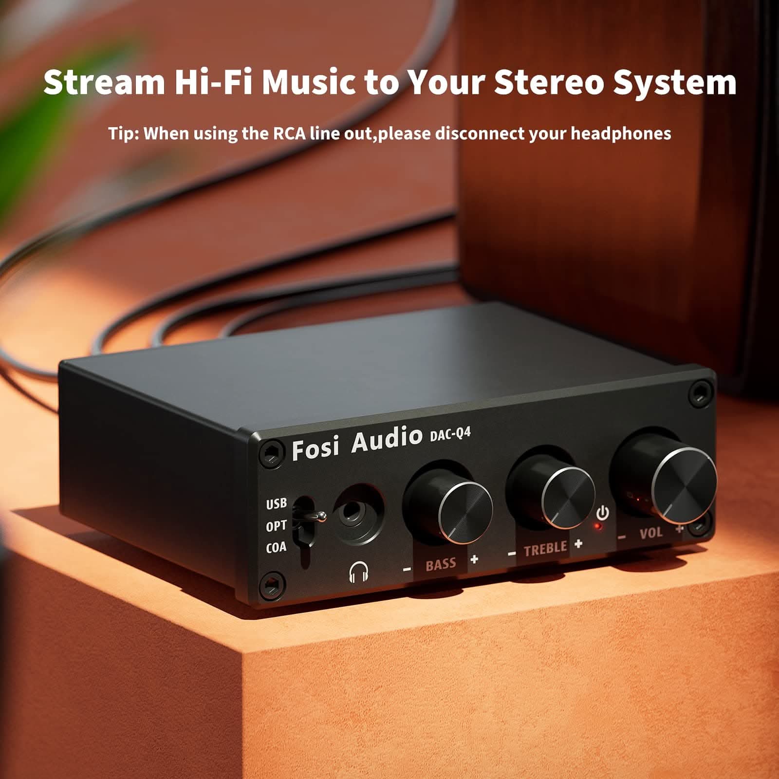 Fosi Audio Q4 Mini Desktop Gaming DAC and Headphone Amplifier