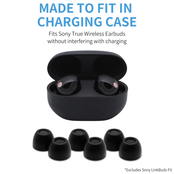 Comply Foam NEW TrueGrip™ Premium Ear Tips for Sony True Wireless Earbuds WF-1000XM5, XM4, Linkbuds S, C700N (2025)