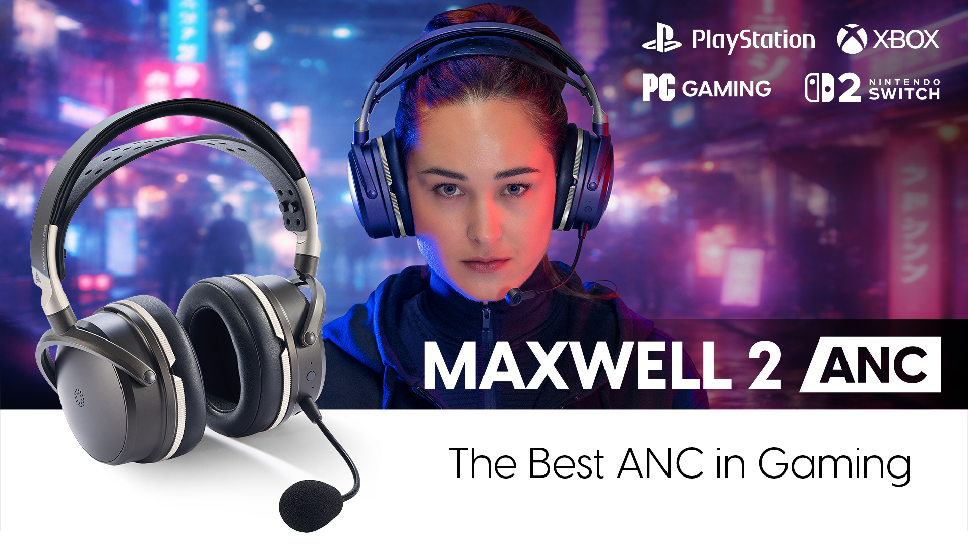 Audeze Maxwell 2 ANC Premium Wireless Gaming Headset Low Latency microphone xbox playstation switch PC