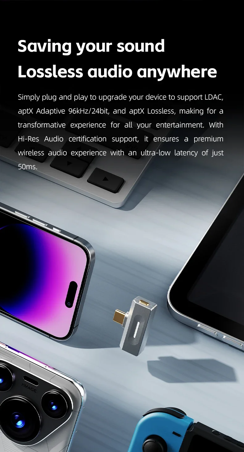 FiiO Air Link Type-C Bluetooth Transmitter BT6.0 for Mobile to Wireless Headphones LDAC AptX Adaptive
