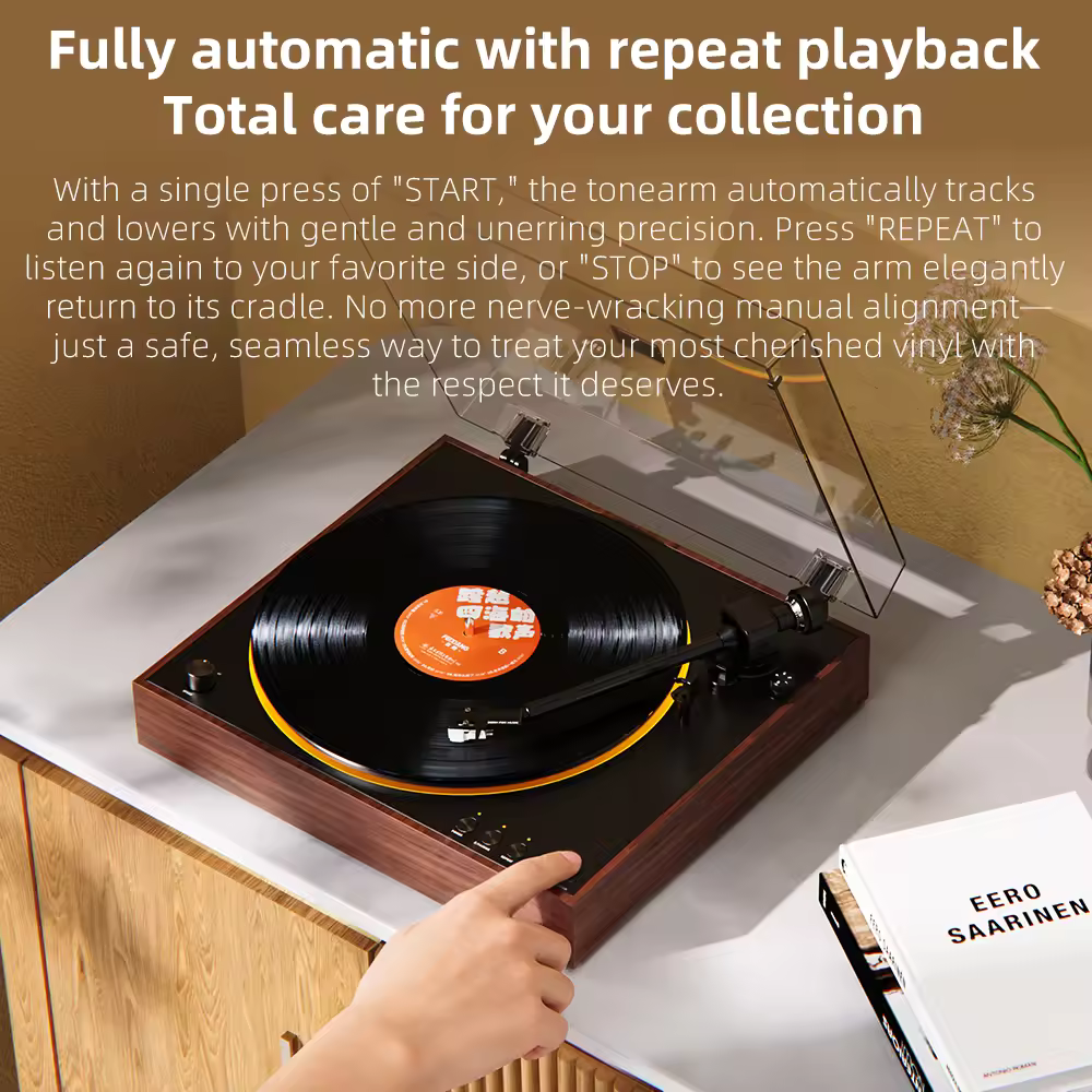 FIIO TT11 Fully Bluetooth Vinyl Automatic Turntable | Built-in Preamp | Line & Phono Output | 2-Speed (33/45 RPM)