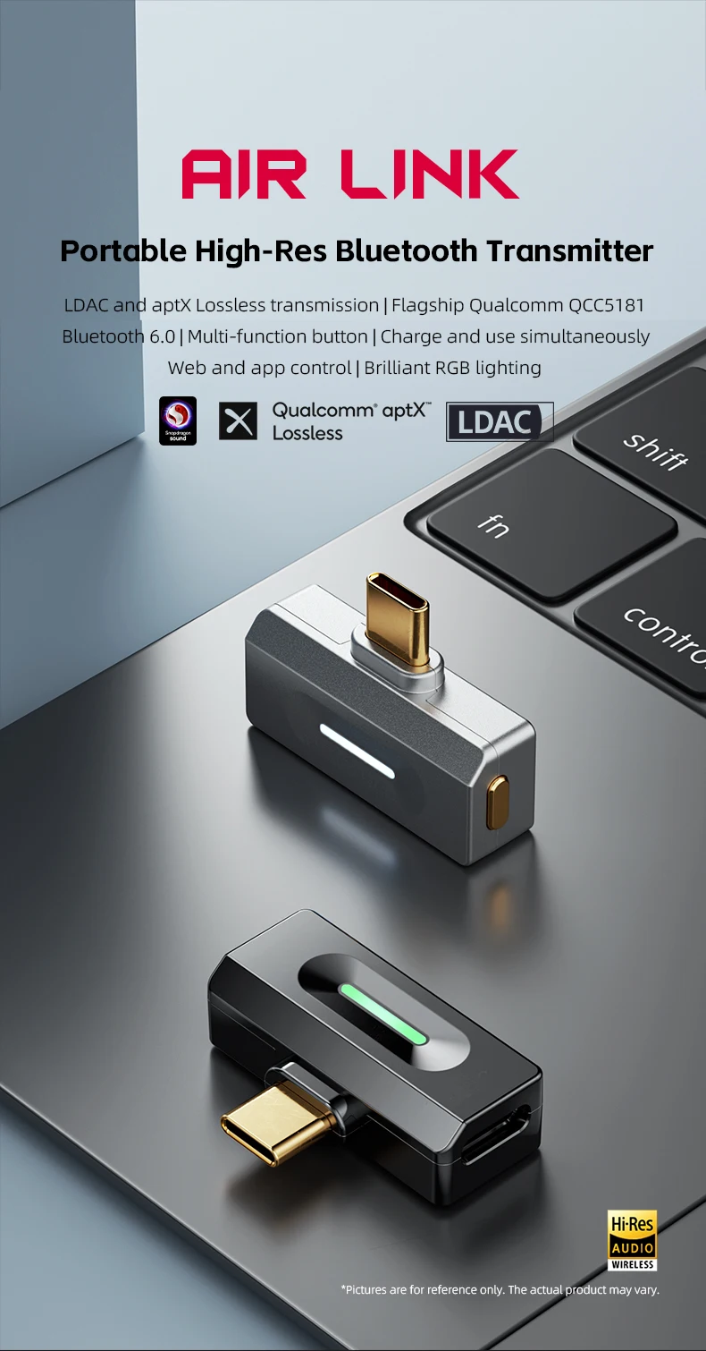FiiO Air Link Type-C Bluetooth Transmitter BT6.0 for Mobile to Wireless Headphones LDAC AptX Adaptive