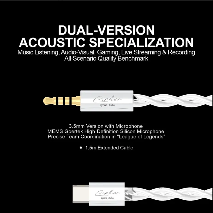 EarAcoustic Audio x zkaaai CIPHER - High Performance IEMs 10mm Dynamic Driver In-Ear Earphones MIC