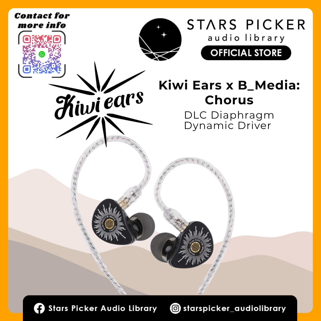 Kiwi Ears x B_Media: Chorus Single DLC dynamic-driver IEM earphone 3.5mm type-c mic