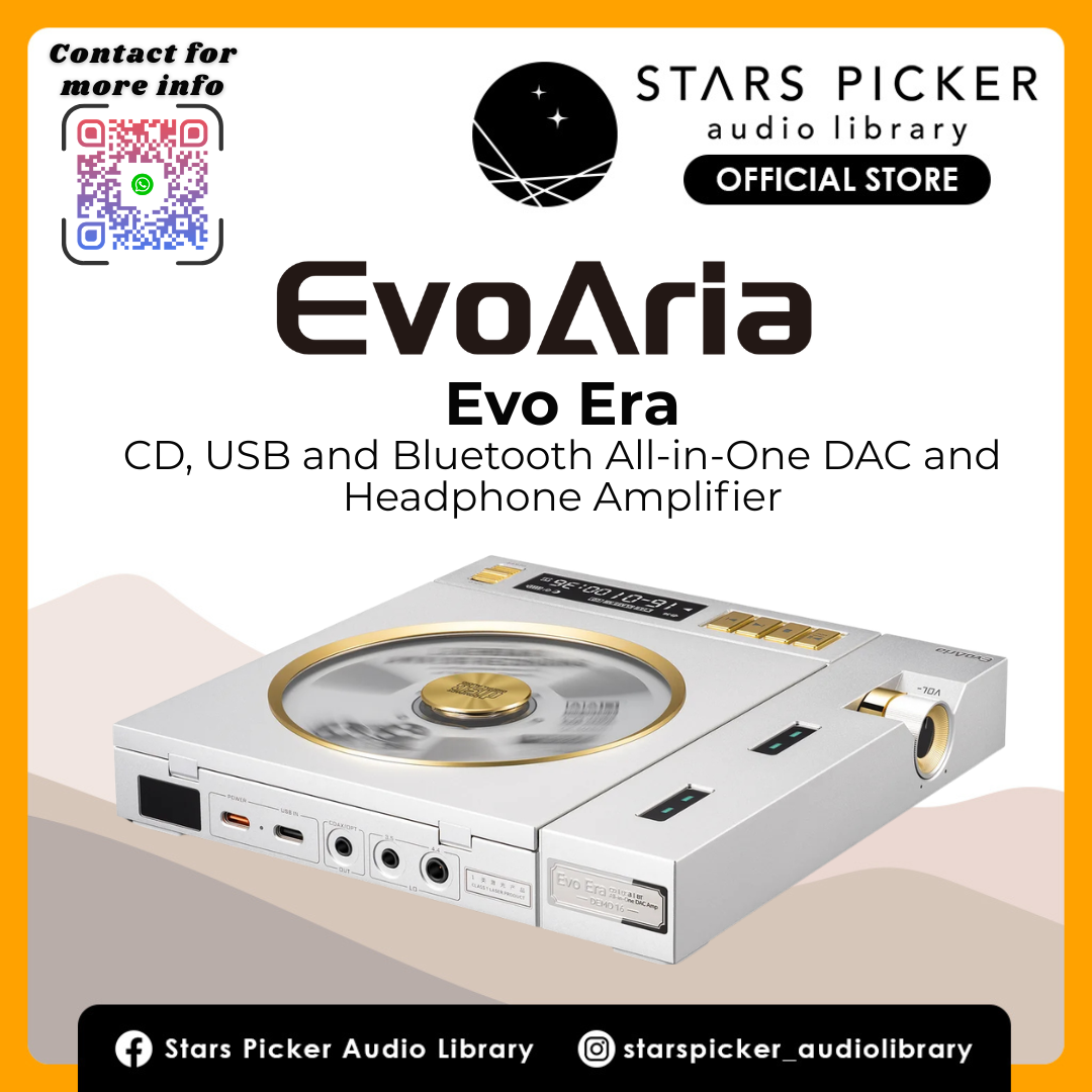 EvoAria Evo Era Portable CD Player All-In-One DAC Headphone Amplifier bluetooth lineout