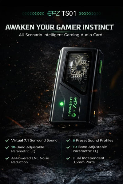 EPZ TS01 Portable Gaming DAC Soundcard with 7.1 Surround Sound Support
