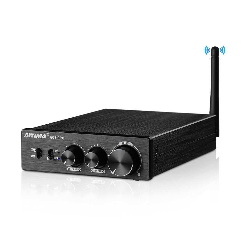 AIYIMA A07 Pro - Bluetooth Wireless/Wired Power Amplifier (4-8Ω) for Passive Speakers (include Power Adapter)