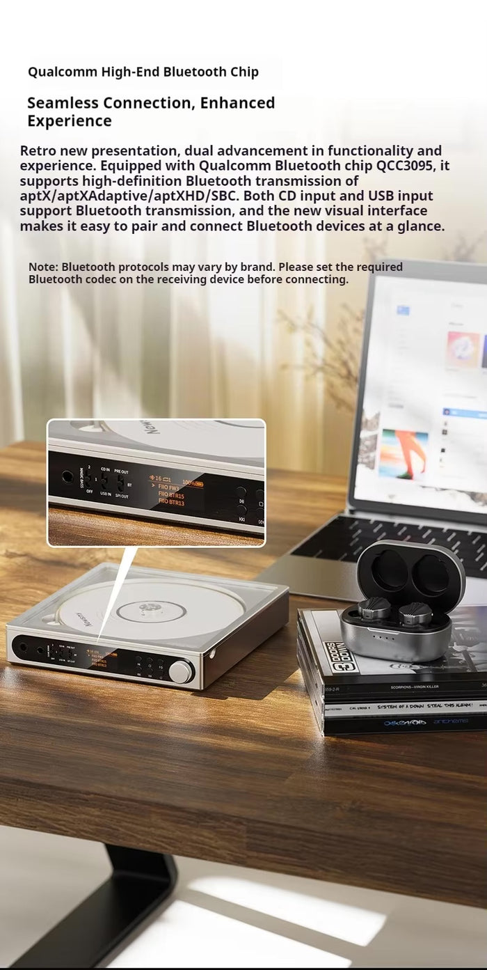 FiiO DM15 R2R Portable CD Player with True 24Bit R2R DAC, Bluetooth, CD Ripping