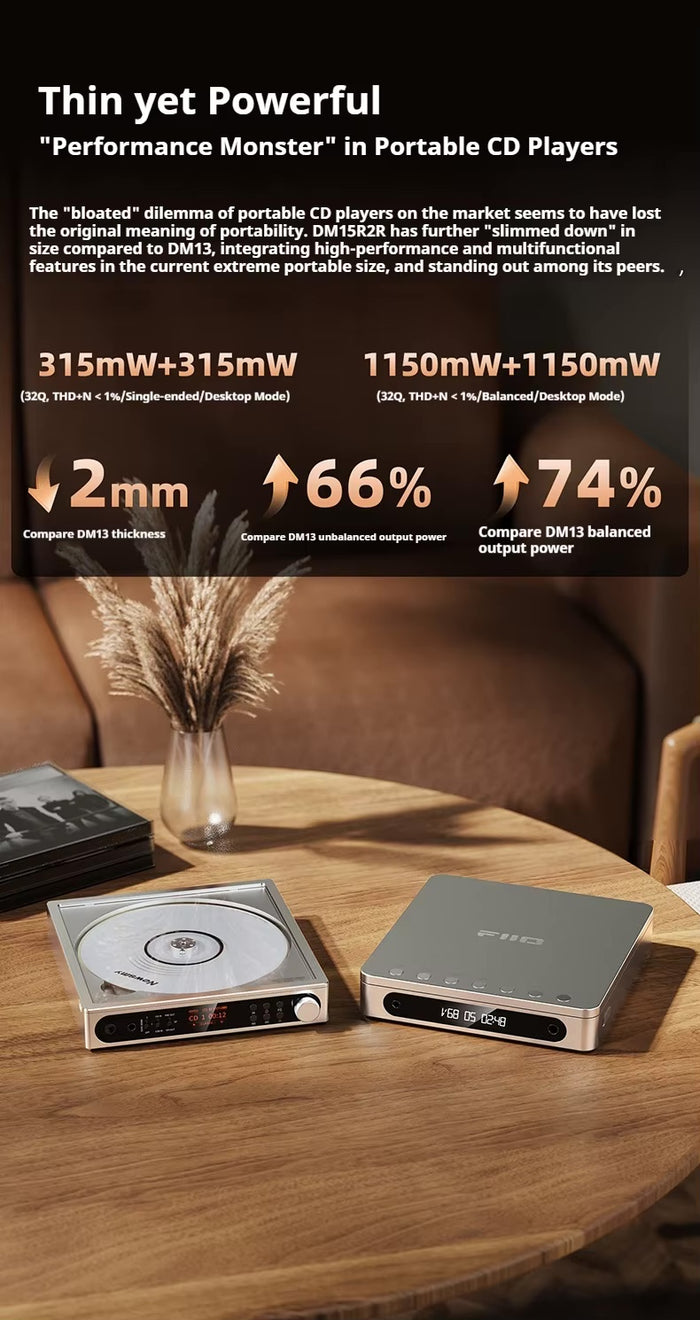 FiiO DM15 R2R Portable CD Player with True 24Bit R2R DAC, Bluetooth, CD Ripping