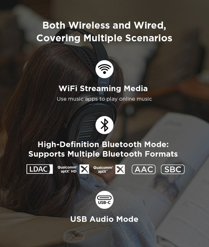 HIFIMAN Arya WiFi Open-Back Planar Magnetic Wireless Headphone | HYMALAYA Mini DAC |  NEO Supernano Diaphragm
