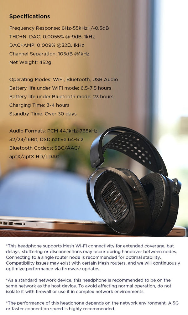 HIFIMAN Arya WiFi Open-Back Planar Magnetic Wireless Headphone | HYMALAYA Mini DAC |  NEO Supernano Diaphragm