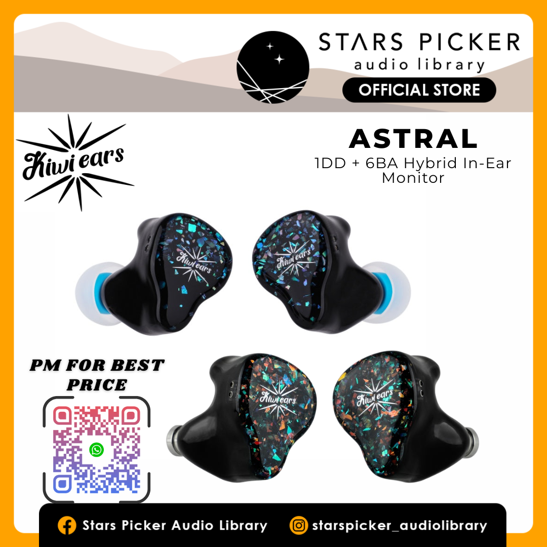 Kiwi Ears Astral | 1DD + 6BA Hybrid In-Ear Monitor for Studio Professionals and Gamers
