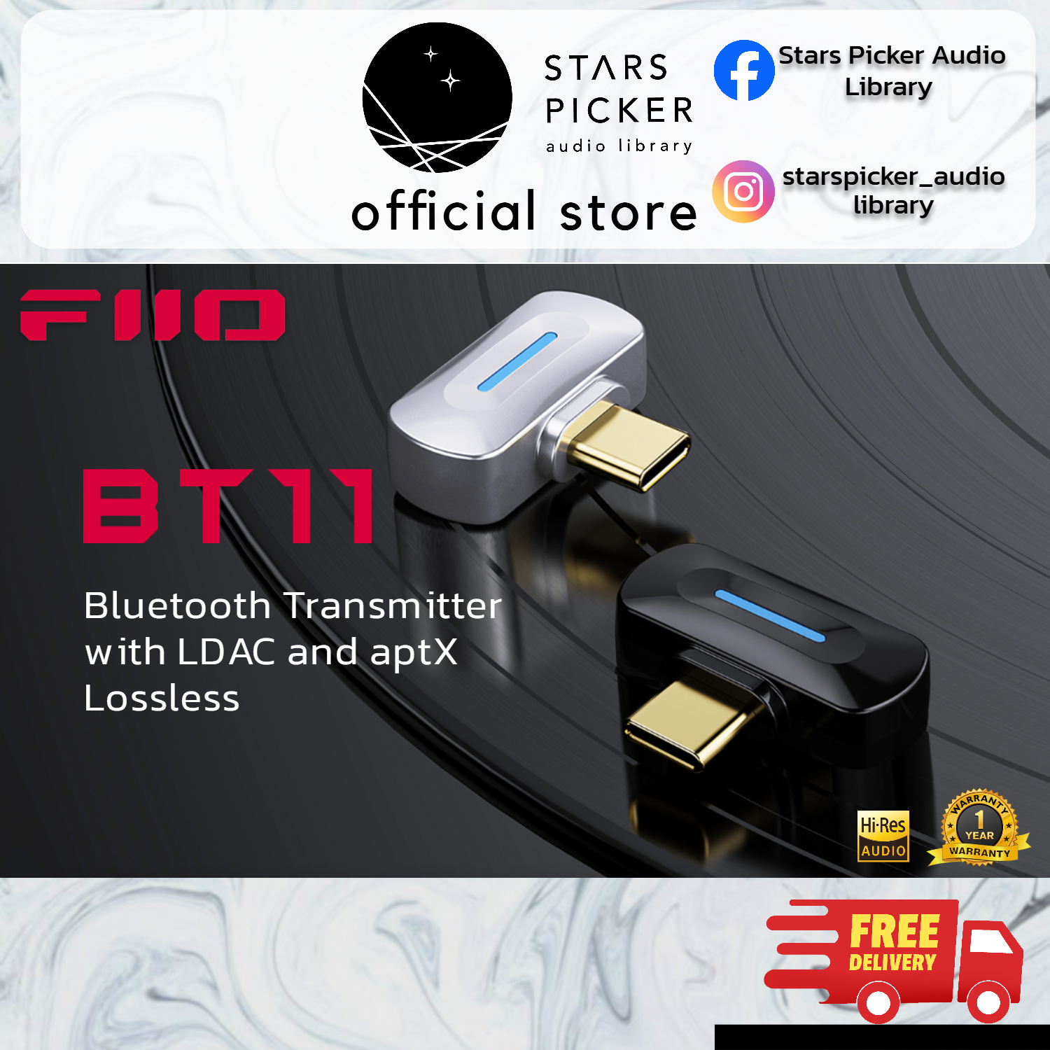 [PM FOR BEST PRICE] FIIO BT11 - Portable Hi-Res Bluetooth Transmitter with LDAC and aptX Lossless Support