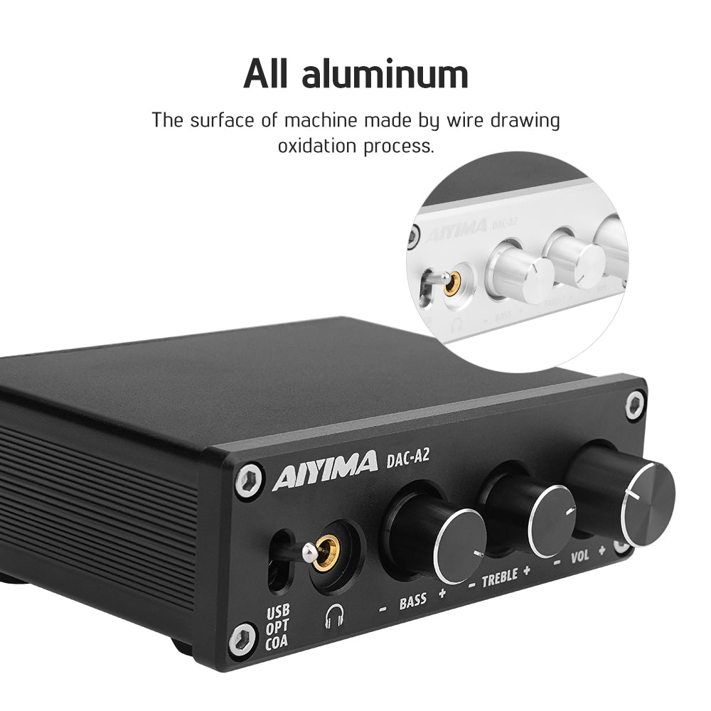 Aiyima DAC-A2 Headphone DAC AMP with Bass and Treble Adjustment Control