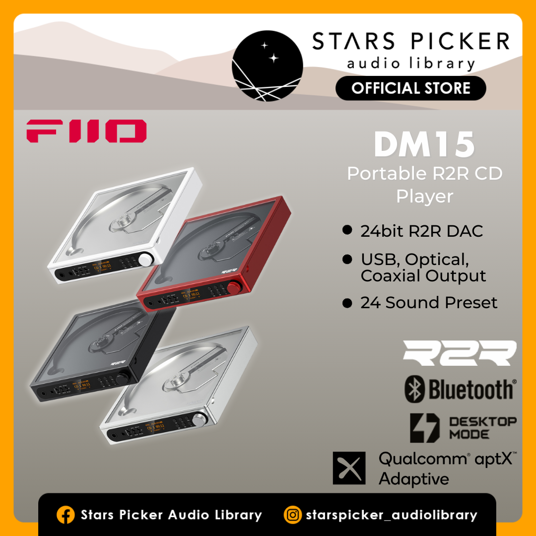 FiiO DM15 R2R Portable CD Player with True 24Bit R2R DAC, Bluetooth, CD Ripping