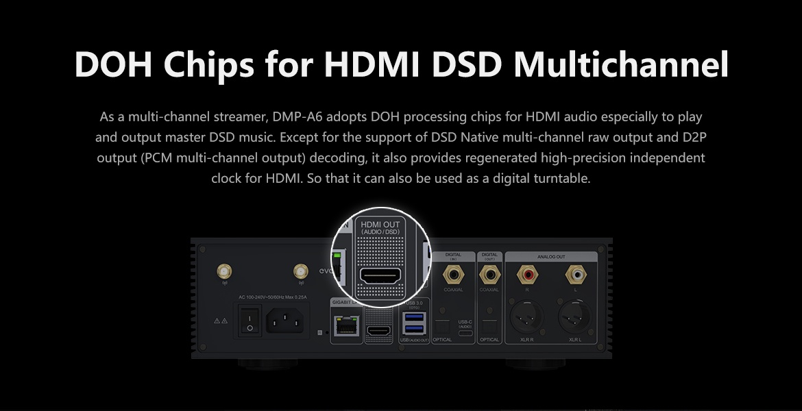 EVERSOLO DMP A6 Streamer & 2x ES9038Q2M DAC with FULL MQA DECODING, DSD512 Native, PCM768KHz / M.2 NVME 3.0 SSD /