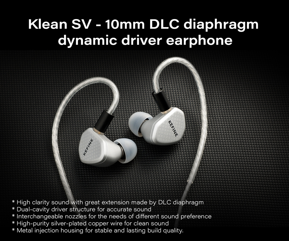 KEFINE Klean SV 10mm DLC Dynamic Driver In-Ear Earphone with Interchangeable Nozzle