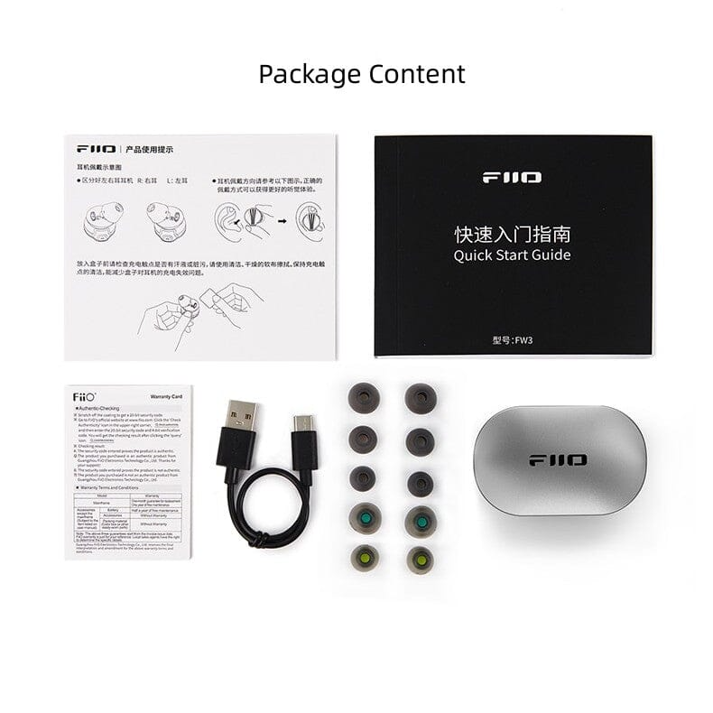 Fiio FW3 HiFi True Wireless Bluetooth Earbuds LHDC aptX AK4332 Carbon Based Dynamic Driver