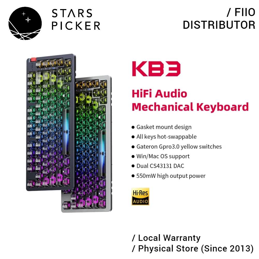 Fiio KB3 - Wired HiFi Audio / Wireless (without Audio DAC Amp) Mechanical Keyboard