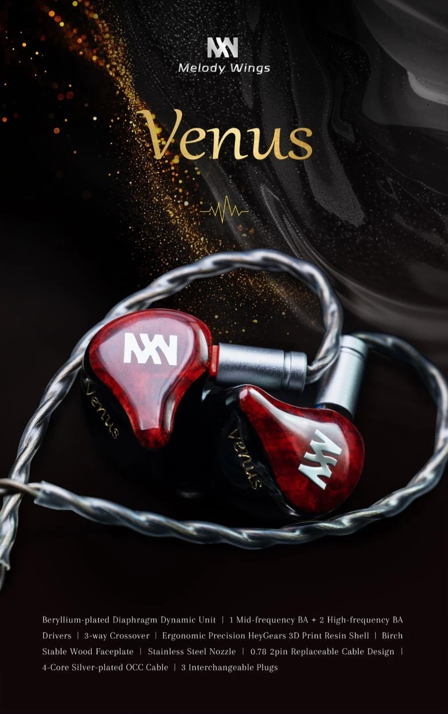 Melody Wings Venus | 10mm Dynamic Driver + 3x BA In-Ear Monitors | VGP 2026 Japan Gold Award Winner | HiFi IEM