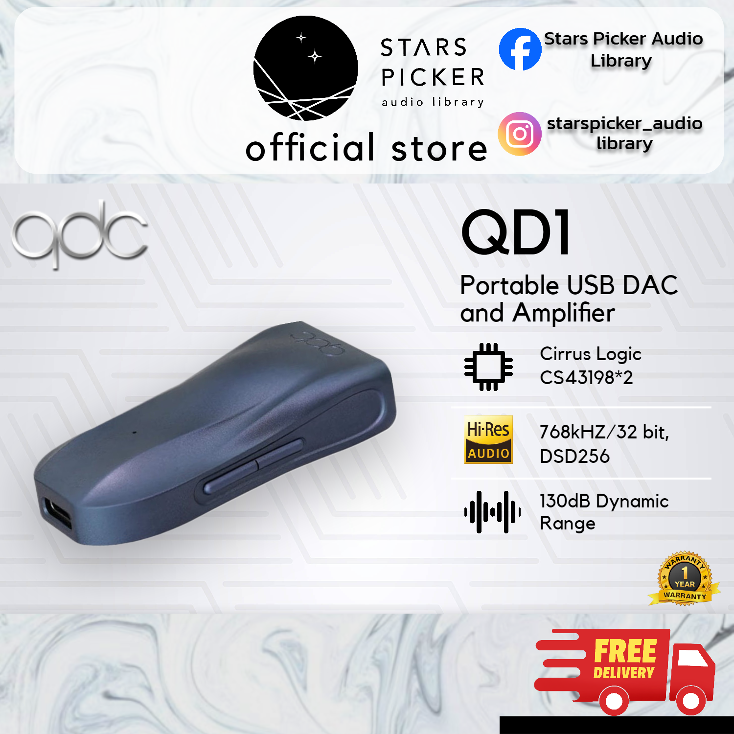 QDC QD1 Dual CS43198 Portable USB DAC AMP