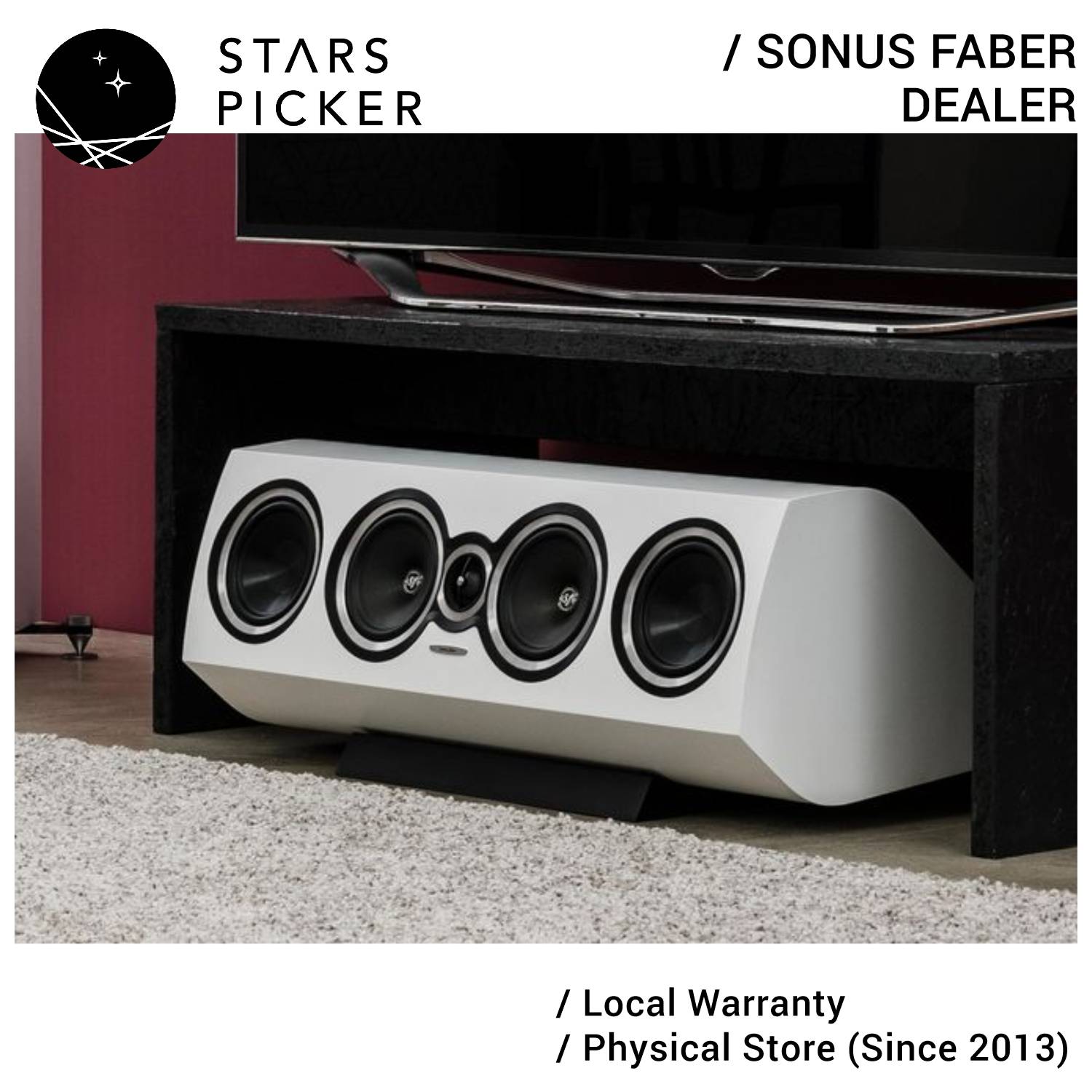 Sonus Faber SONETTO CENTER II - Passive 3-way Horizontal Center Loudspeaker System with Vented Box Design