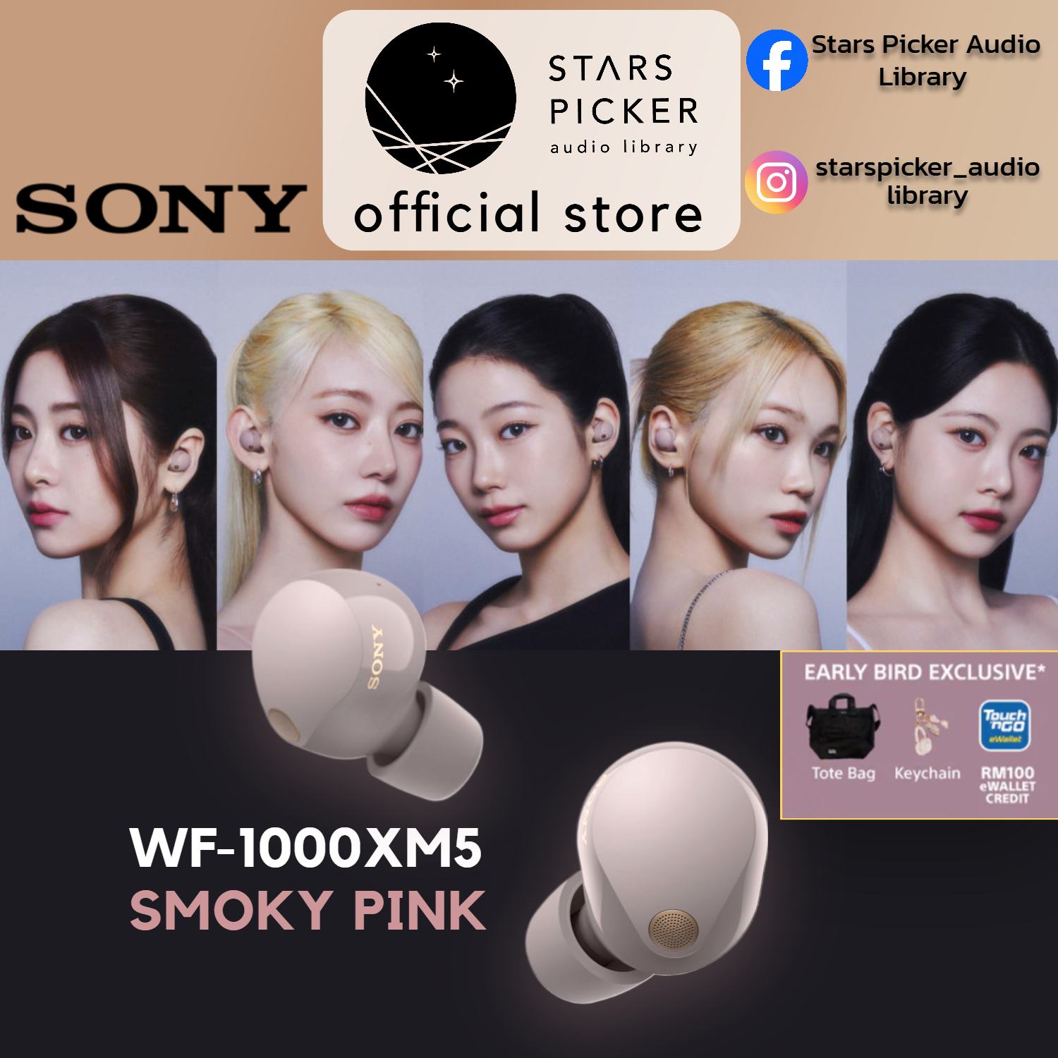 [FREE TNG RM50] Sony WF-1000XM5 - IPX4 Hi-Res LDAC BT Noise Cancelling Hi-Res TWS True Wireless Bluetooth Earphone