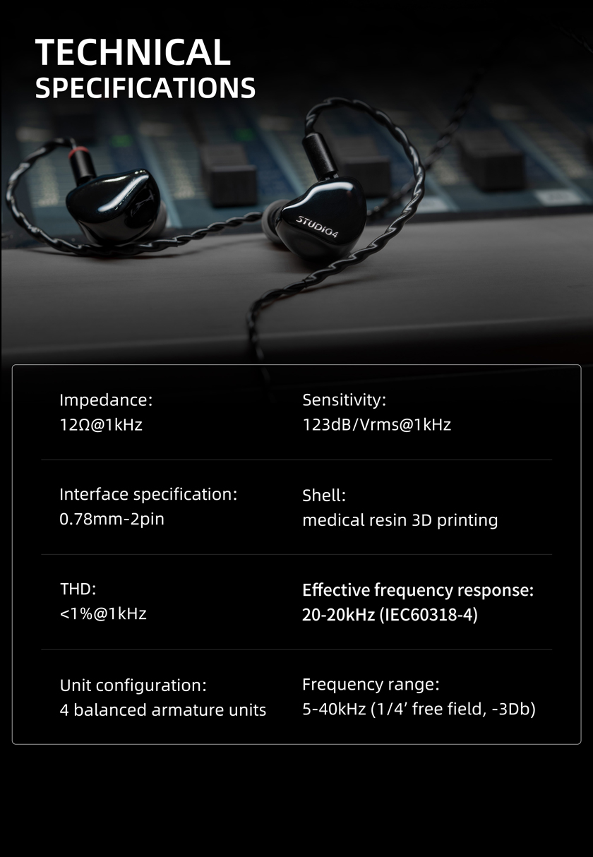 Softears STUDIO4 - Studio 4 Universal 4 Driver 3 Way Crossover Studio Series Professional In-ear Monitor IEM Earphone