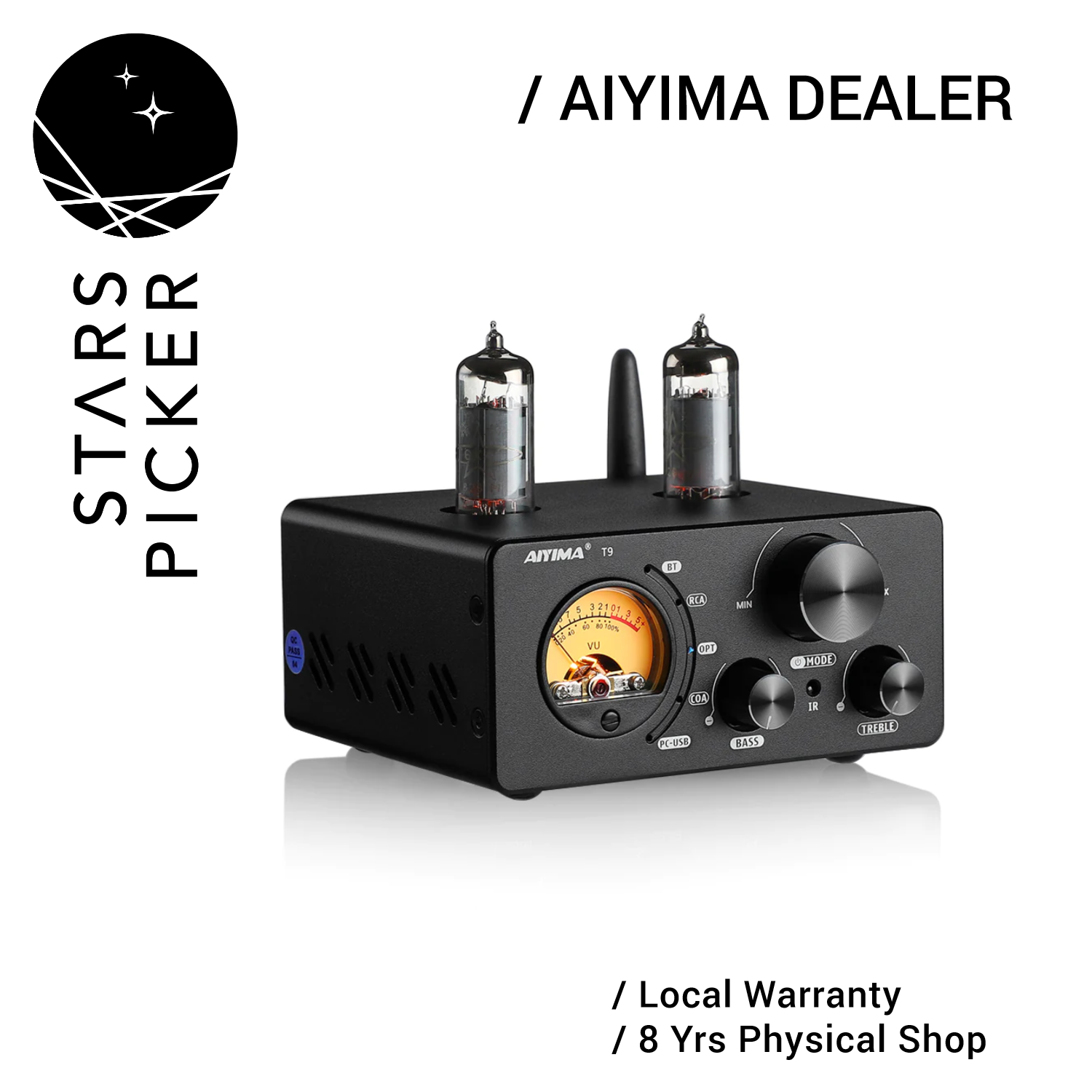 AIYIMA T9 Wireless/Wired DAC Tube Power Amplifier (4-8Ω) for Passive Speakers (include Power Adapter)