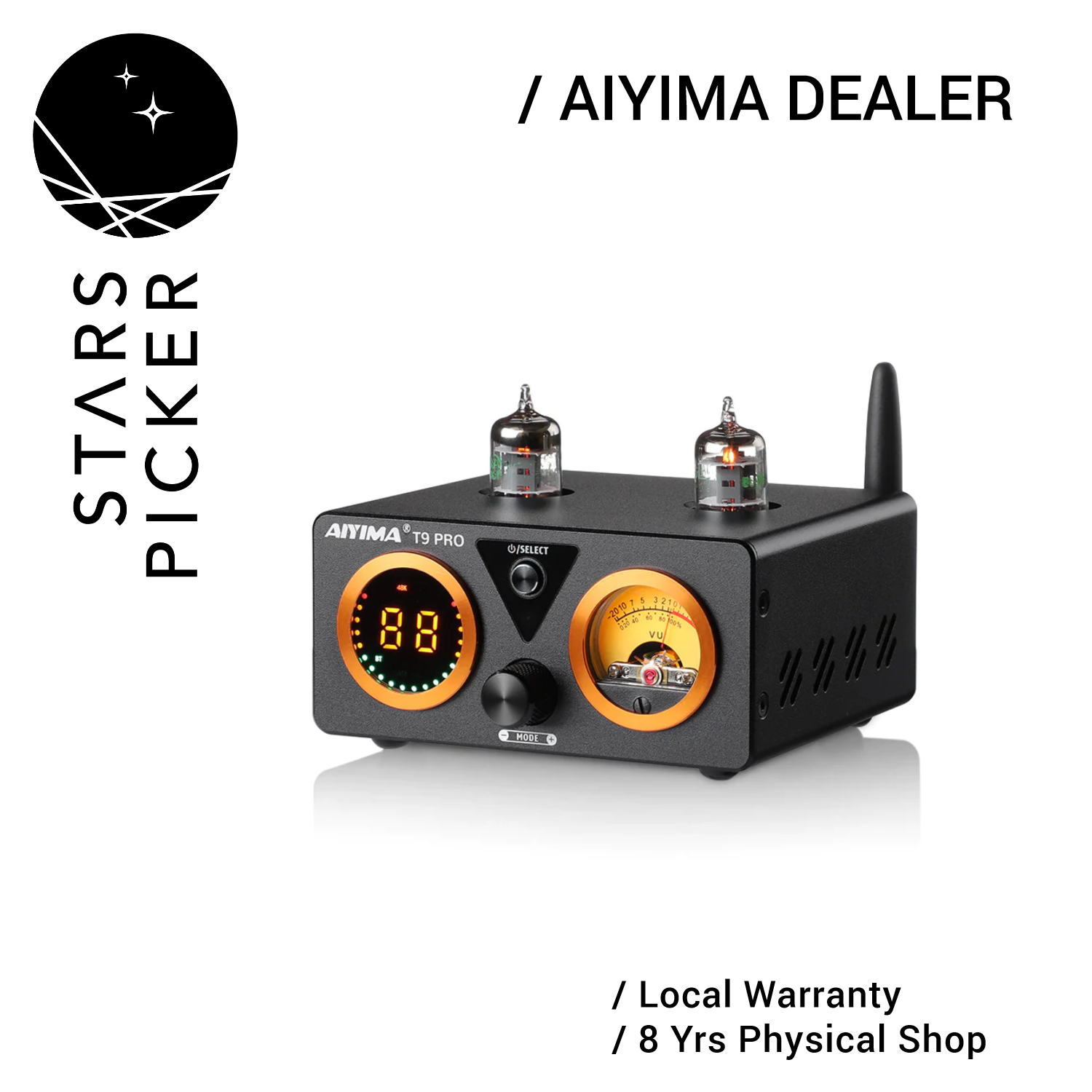 AIYIMA T9 Pro Wireless/Wired DAC Tube Power Amplifier (4-8Ω) for Passive Speakers (include Power Adapter)
